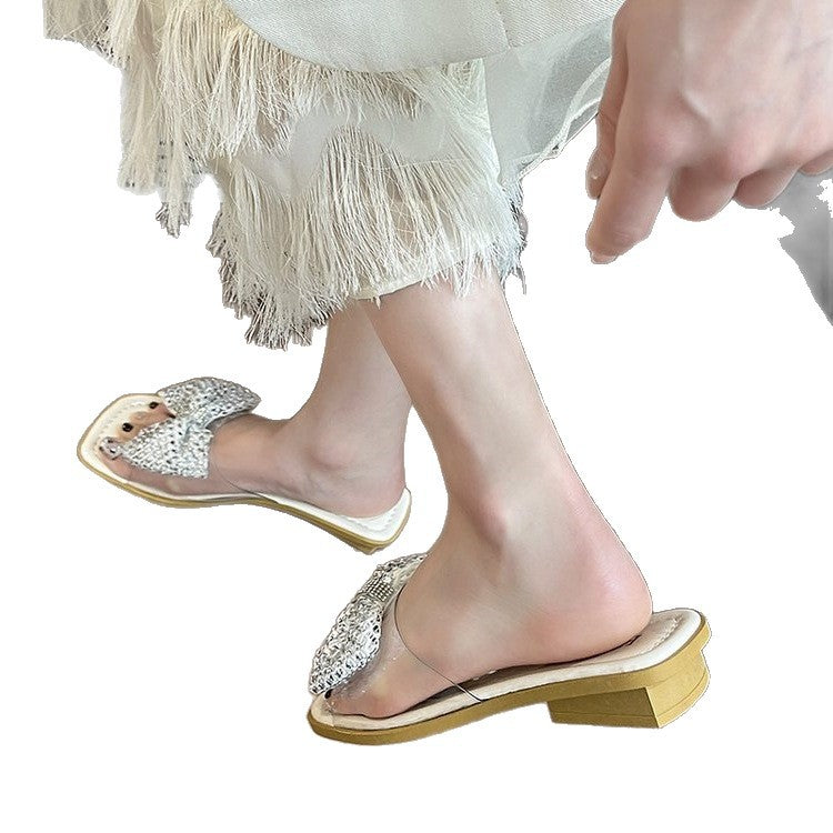 Damen Riemchen-Sandalen mit glamourösen Schleifen und Strass-Applikationen R&B