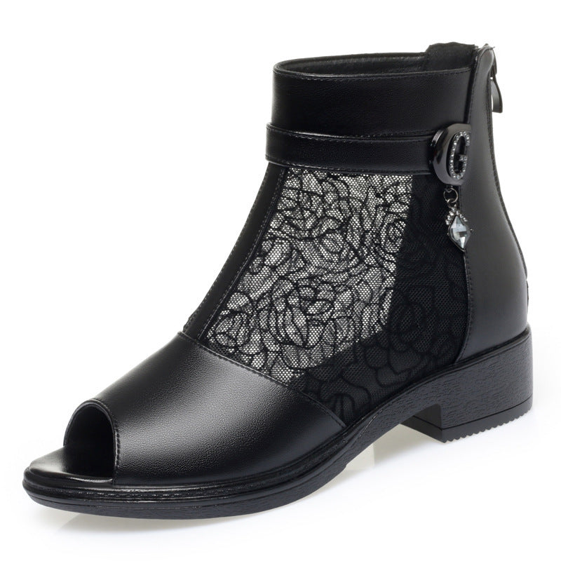 Damen Stiefeletten mit durchlässigem Netzdesign und elegantem Schmuckdetail R&B