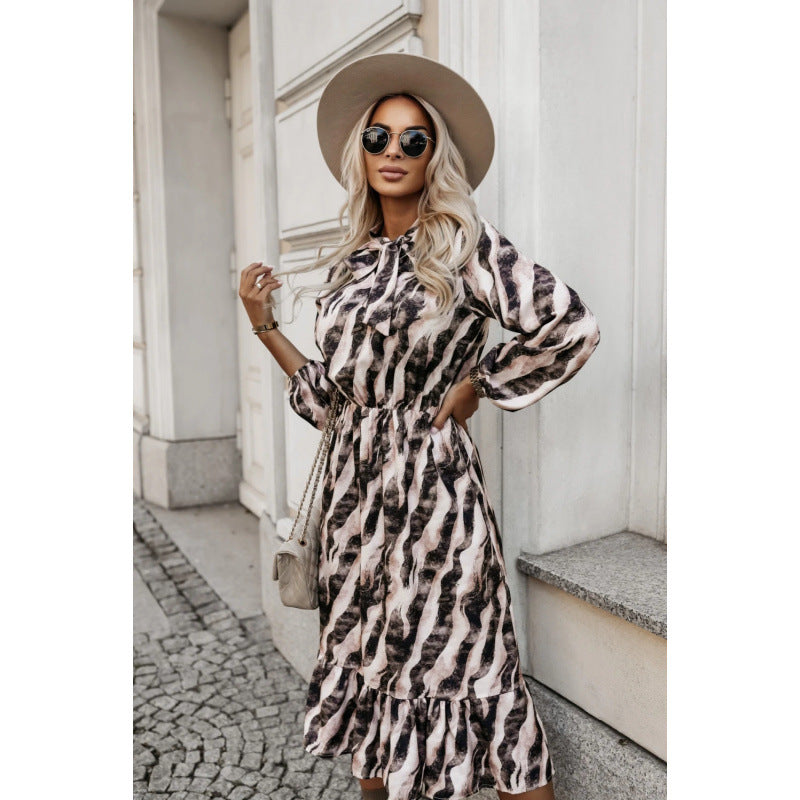 Damen Maxikleid mit Rüschen und elastischem Taillenzug R&B