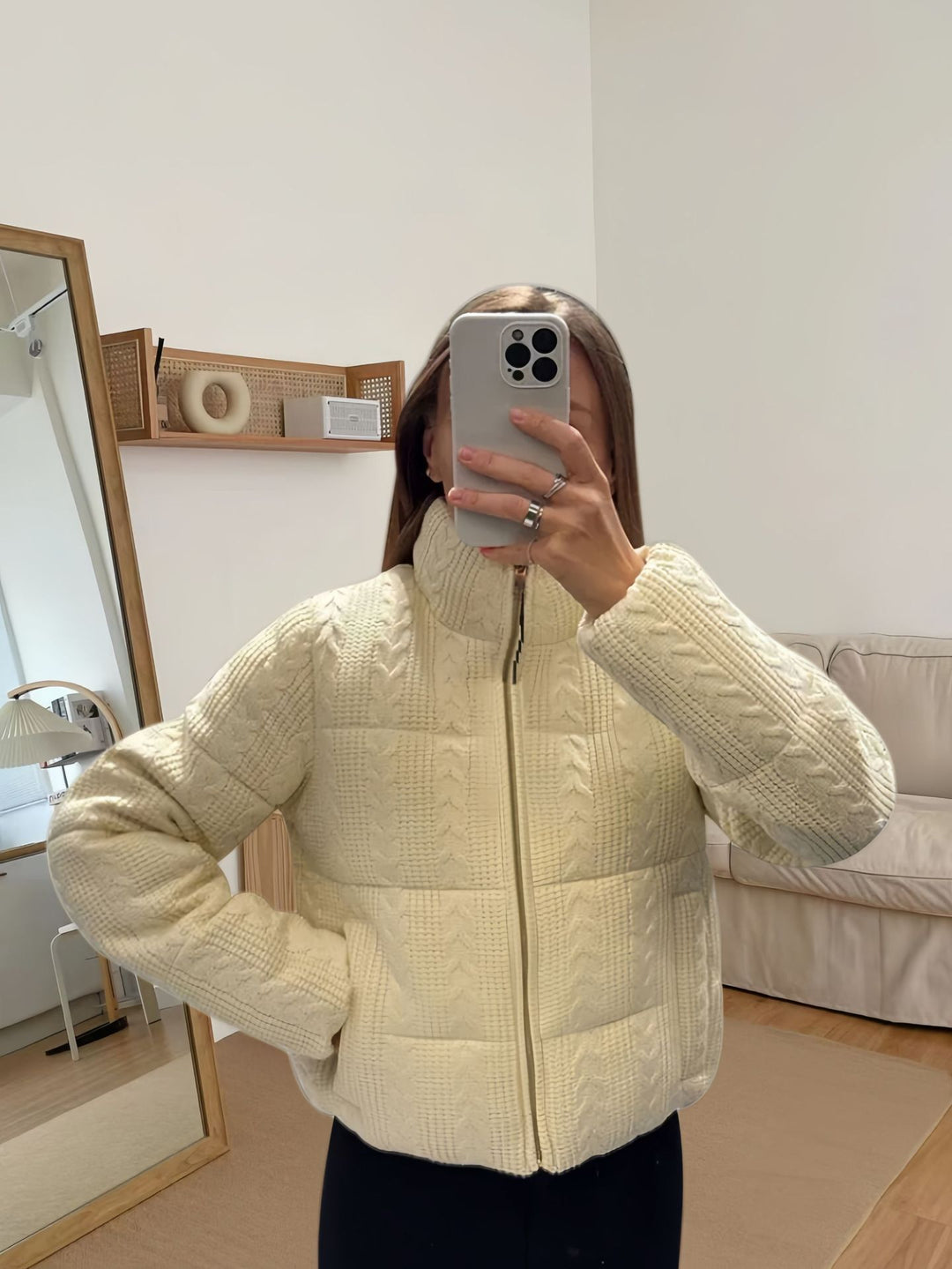 Damen Strick-Steppjacke R&B