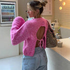 Damen Modischer Strickpullover mit weit geschnittenen Ärmeln R&B