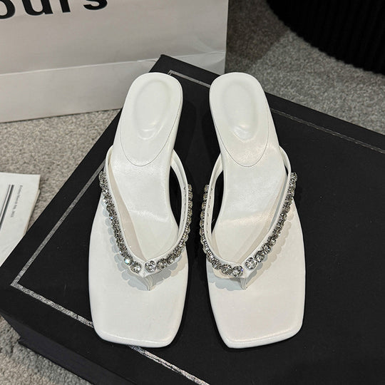 Damen Flip-Flops mit glamourösem Strassbesatz und bequemem Fußbett R&B