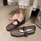 Damen Vintage Ballerinas mit dekorativem Schnallenverschluss