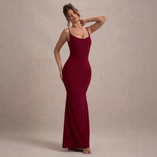 Damen Elegantes Maxikleid mit tiefem Rückenausschnitt und Spitzenakzenten R&B