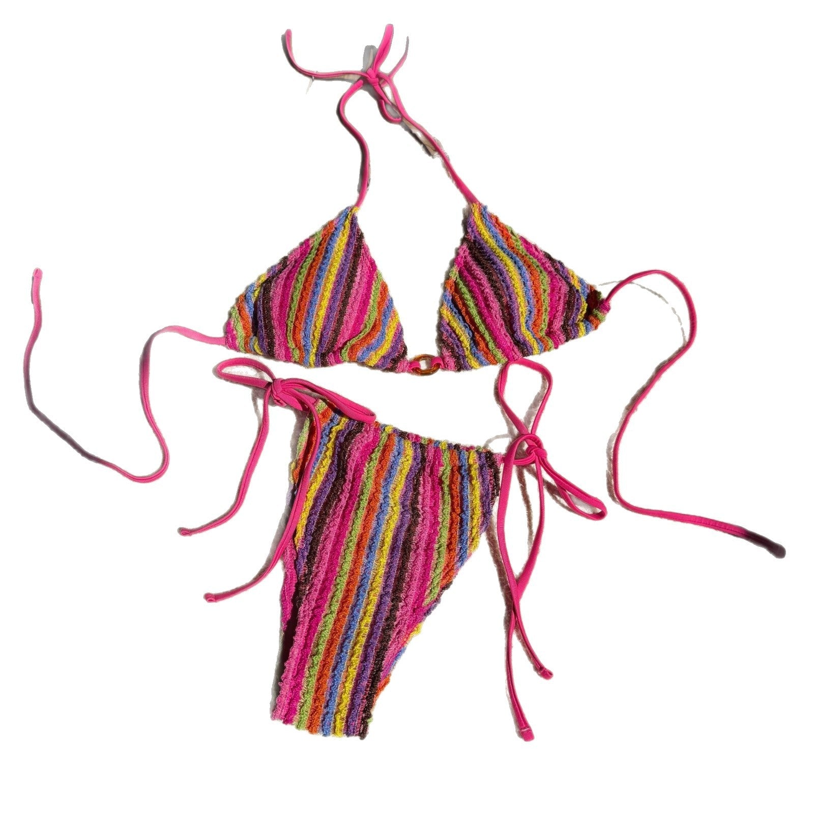 Damen Zweiteiliges Strand-Bikini-Set mit buntem Streifenmuster R&B