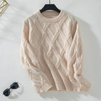 Damen Strickpullover mit modernem Rautenmuster und hochwertigem Material
