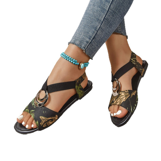 Damen Elegante Riemchen-Sandalen mit modischem Metall-Detail R&B
