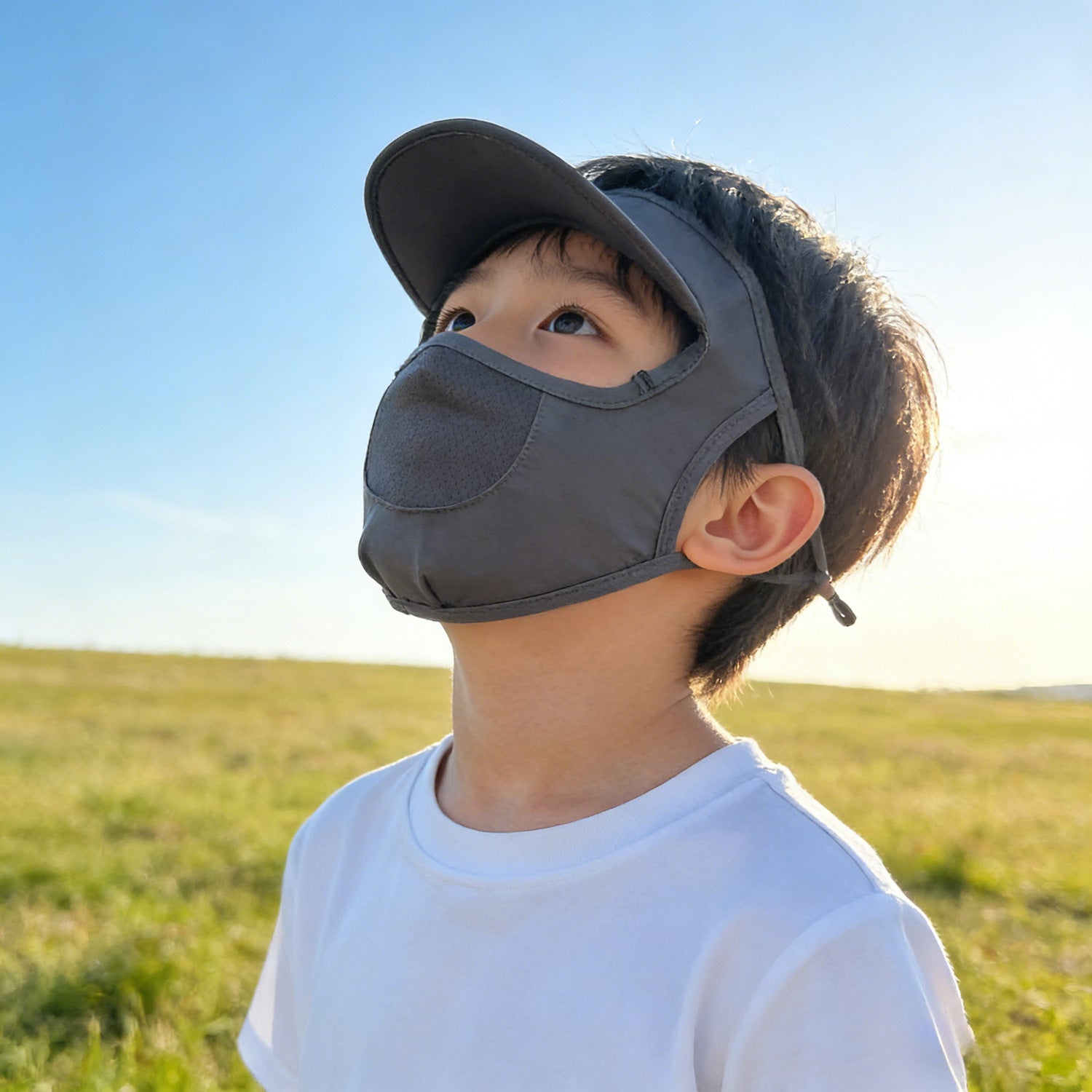 Damen nan Sonnenschutz-Visier mit integrierter atmungsaktiver Gesichtsmaske und verstellbarem Nackenzug R&B