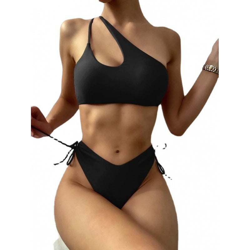 Damen Sportlicher Bikini mit asymmetrischem Oberteil und verstellbaren Trägern R&B