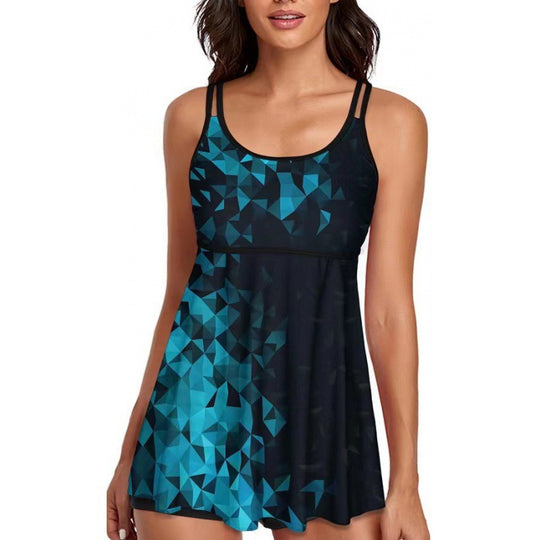 Damen Sportliches Tankini-Set mit bequemem Shorts und verstellbaren Trägern R&B