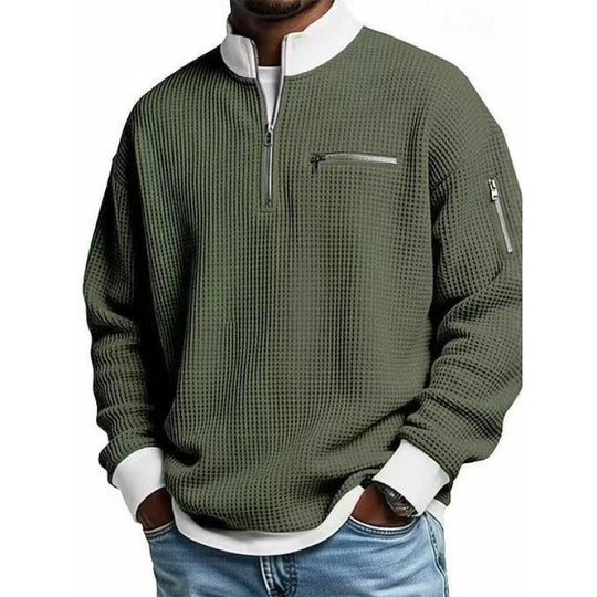 Herren Sweatshirt mit hohem Kragen und praktischem Reißverschluss R&B