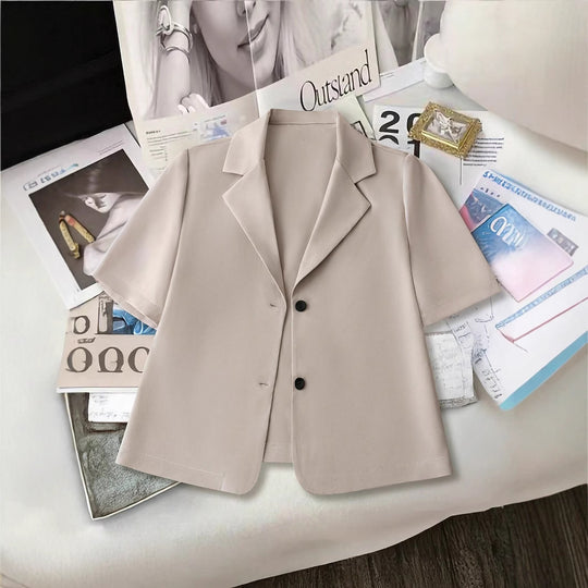 Damen Kurzärmelige Blazerjacke aus leichtem Material R&B