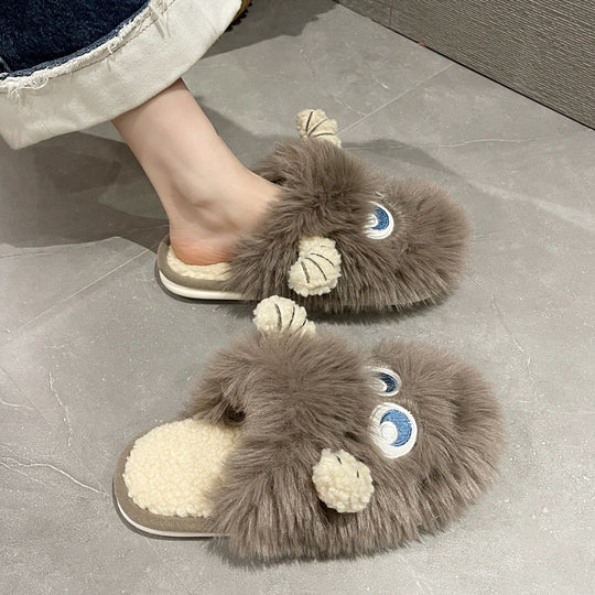 Damen Flauschige Hausschuhe mit tierischem Design R&B