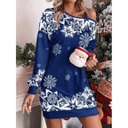Damen Winterliches Weihnachtskleid mit verspieltem Schneeflocken-Muster R&B