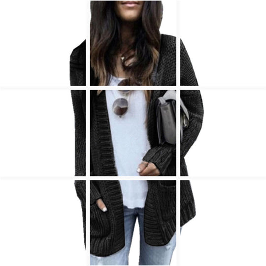 Damen Grobstrick-Cardigan mit lässigem Schnitt und praktischen Taschen R&B