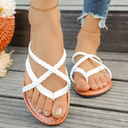 Damen Bequeme Zehentrenner-Sandalen mit modischem Design und hygienischem Fußbett EB