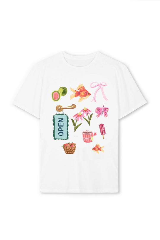 Damen T-Shirt mit farbenfrohem Motiv und kreativem Design R&B