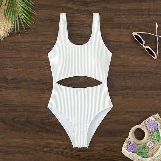Damen Hochgeschnittener Cut-Out Einteiler Badeanzug R&B