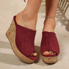 Damen Wedge-Pantoletten mit elegantem Korkdetail R&B