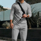 Herren Sportliches Langarmshirt mit Knopfleiste und praktischer Kapuze R&B