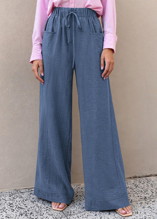 Damen Weit geschnittene Sommerhose mit elastischem Bund und frontalen Taschen R&B
