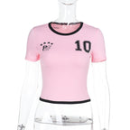 Damen Sportliches Cropped T-Shirt R&B