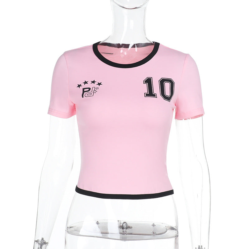 Damen Sportliches Cropped T-Shirt R&B