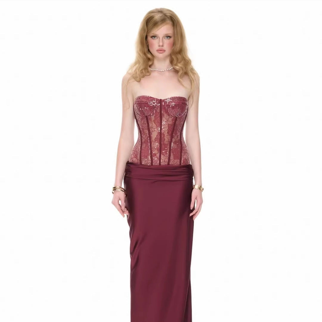 Damen Korsettkleid mit elegantem, fließendem Rock R&B