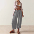 Damen luftige Chino-Hose mit verstellbarem Bund und Kordelzug R&B