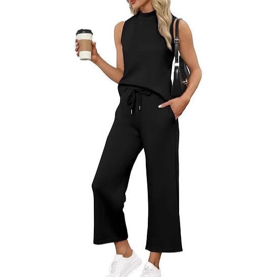 Damen Jumpsuit mit hochgeschlossenem Design und weitem Bein R&B
