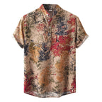 Herren Kurzarmhemd mit floralem Design und bequemem Henley-Ausschnitt