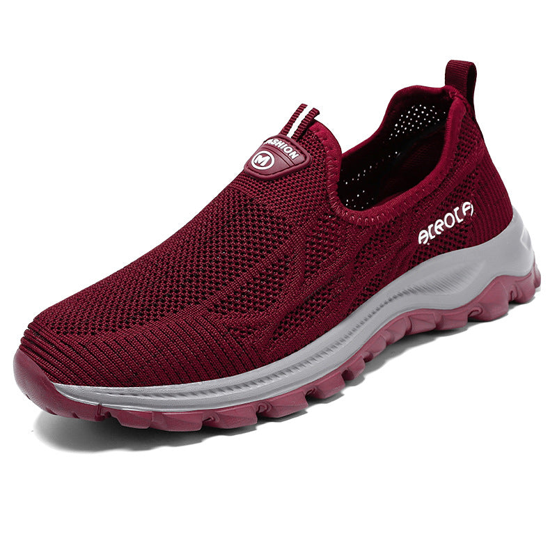 Damen Sportliche Slip-On Schnürschuhe mit atmungsaktiver Oberflächenstruktur und dämpfender Sohle R&B