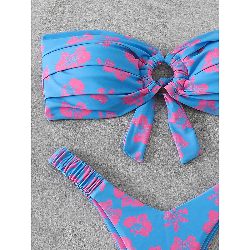 Damen Bandeau-Bikini mit raffiniertem Blumenmuster R&B