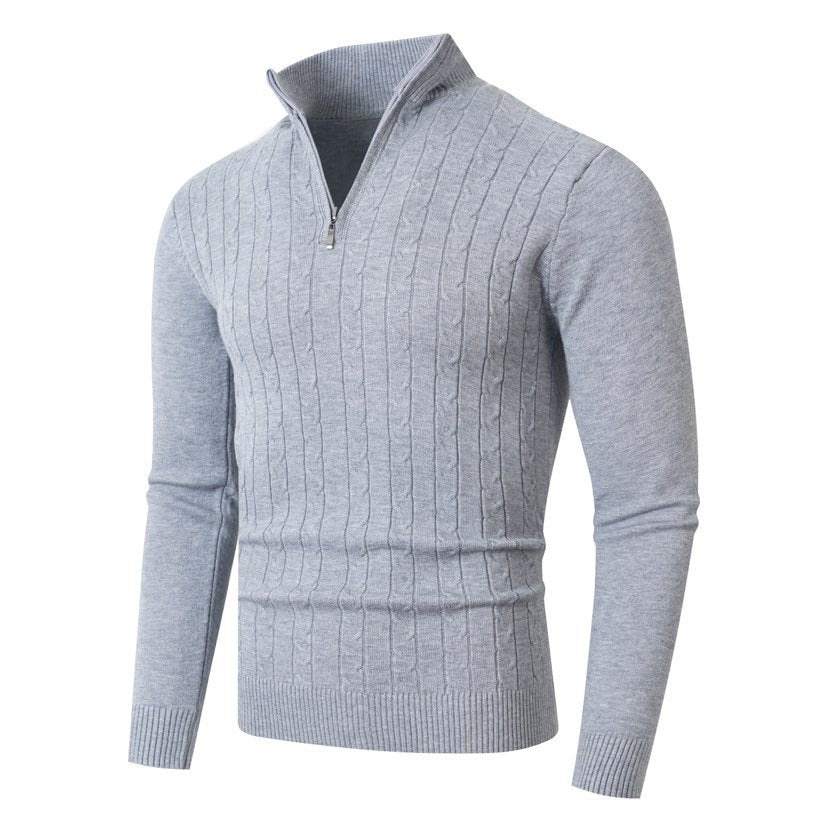 Herren Strickpullover mit halbem Reißverschluss und strukturiertem Design R&B