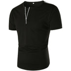 Herren Kurzarm T-Shirt mit halber Knopfleiste und kontrastierenden Nähten