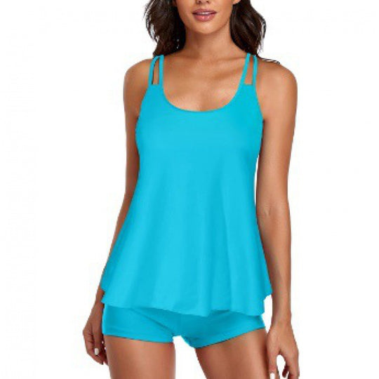 Damen Sportliches Tankini-Set mit bequemem Shorts und verstellbaren Trägern R&B