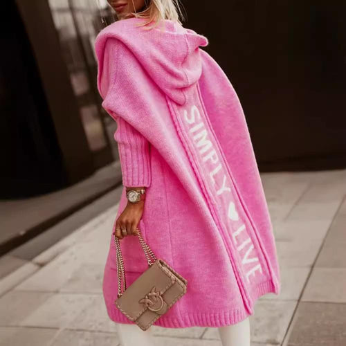 Damen Langarm-Strickmantel mit praktischen Taschen und offener Front R&B