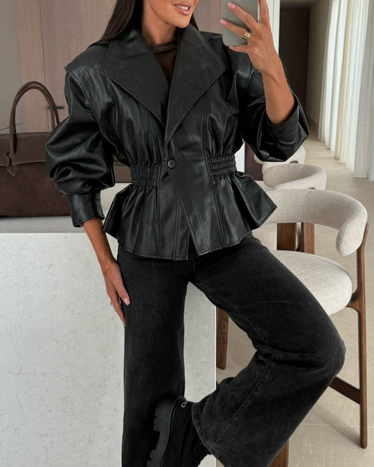 R&B | Revers Taille Cropped Pu-Jacke
