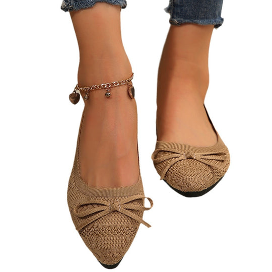Damen elegante Ballerinas mit raffiniertem Schleifen-Detail und atmungsaktiver Obermaterialstruktur R&B