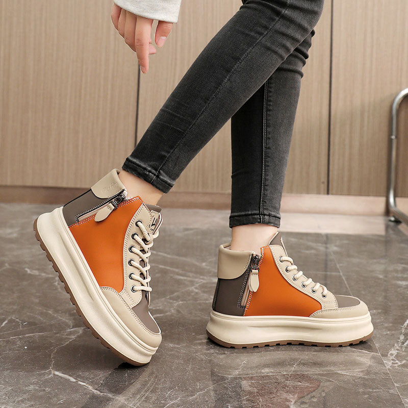 Damen modische High-Top Sneakers mit seitlichem Zipper und dämpfender Sohle R&B
