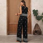 Damen Haremshosen-Set mit elegantem Bordürenmuster und luftiger Passform R&B