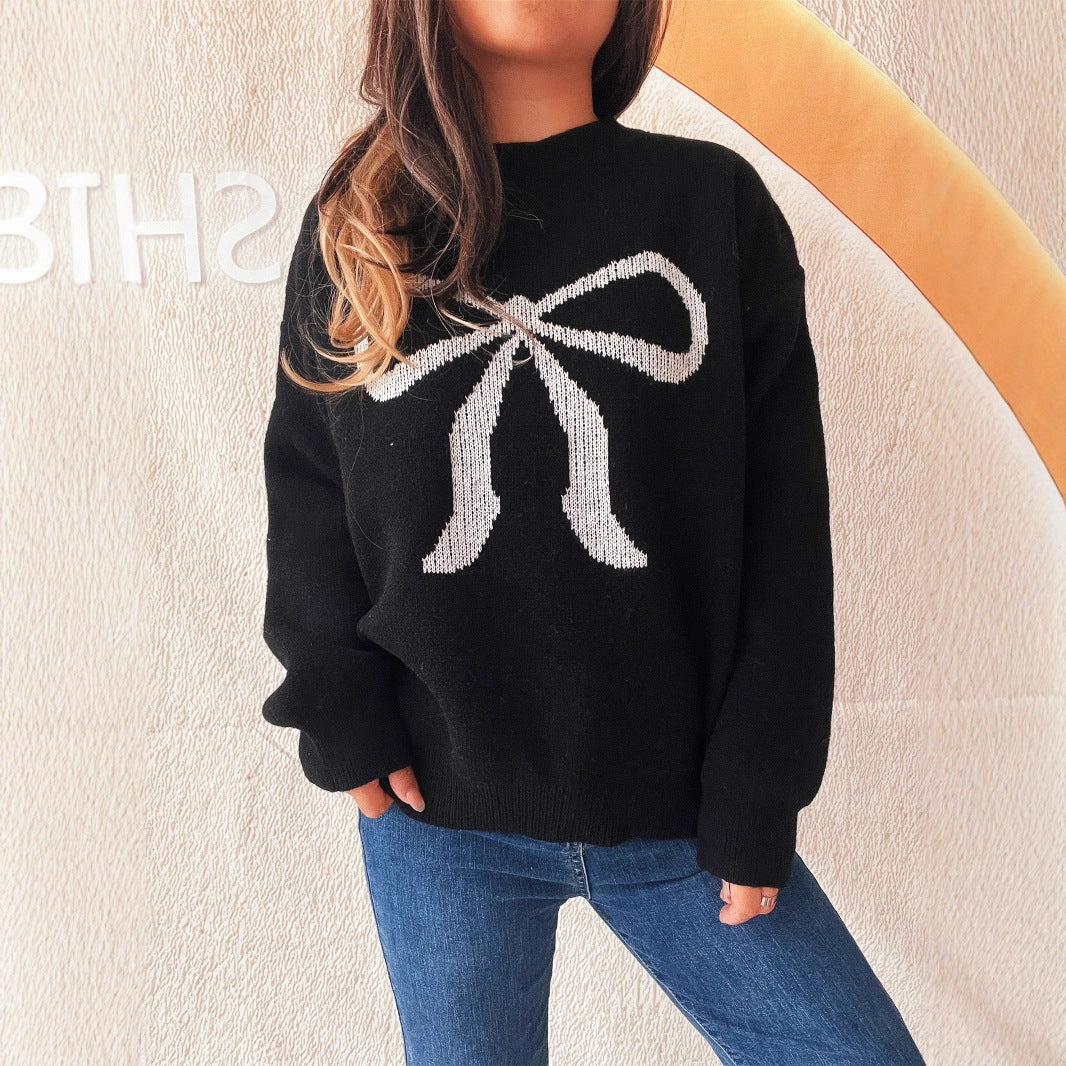 Damen kuscheliger Pullover mit verspieltem Schleifenmuster R&B