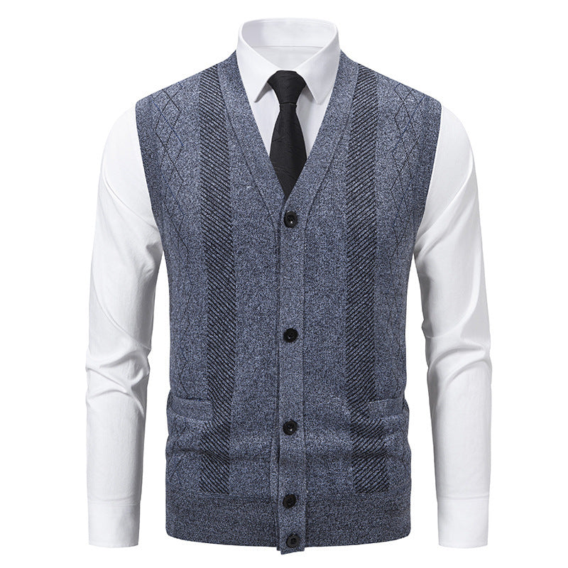 Herren Strickjacke mit klassischem V-Ausschnitt und feinem Zopfmuster R&B