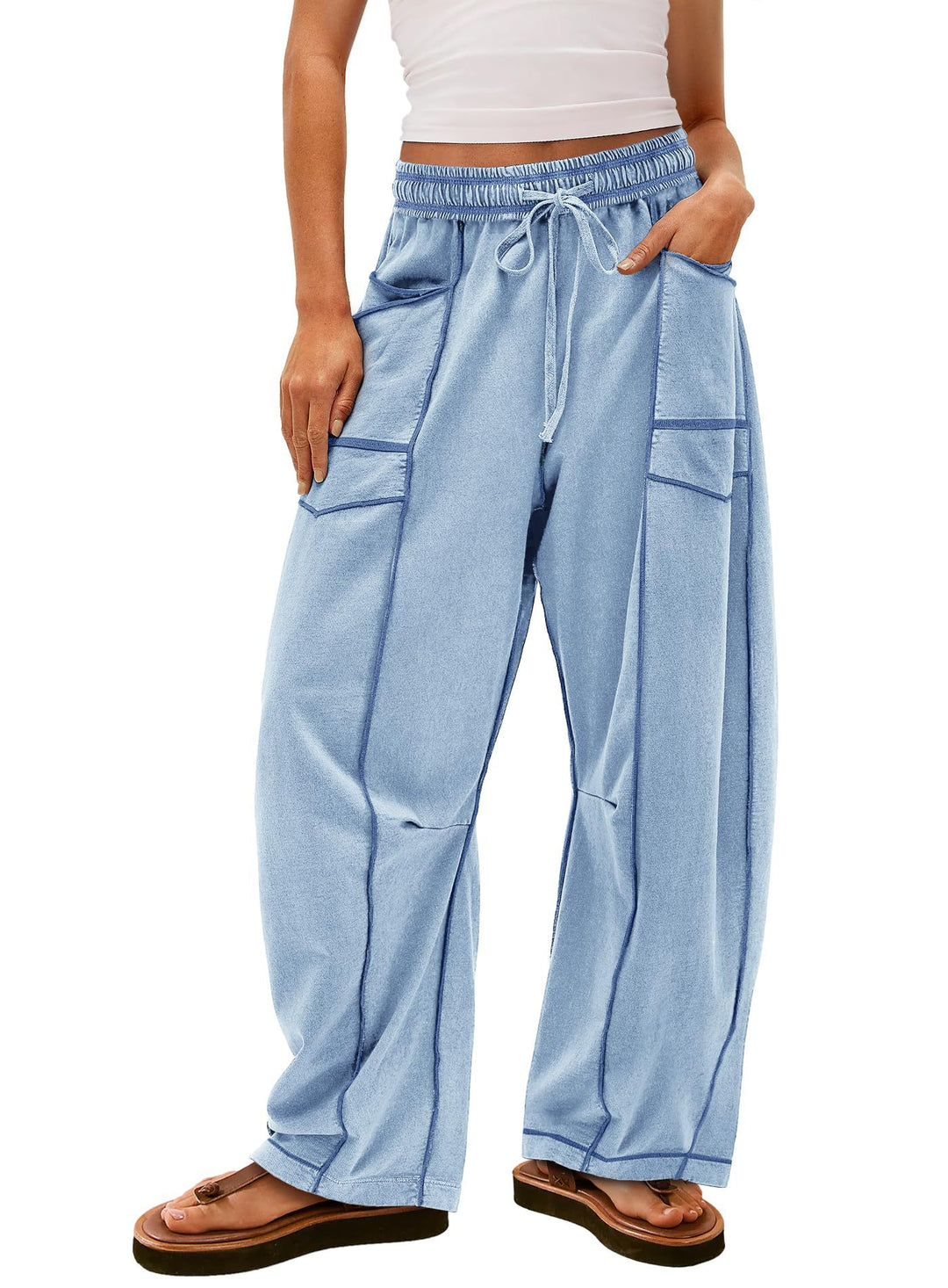 Damen Gemütliche und lässige Freizeithose mit großen Taschen R&B