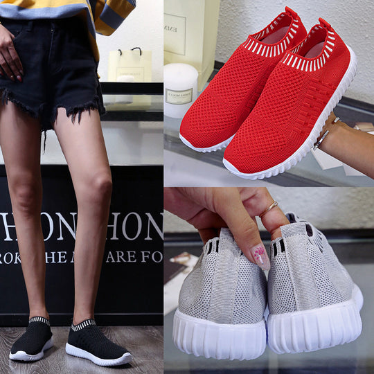Damen atmungsaktive Slip-On Sneakers mit flexiblem Strickdesign R&B