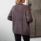 Damen Strickjacke mit Zopfmuster und Taschen
