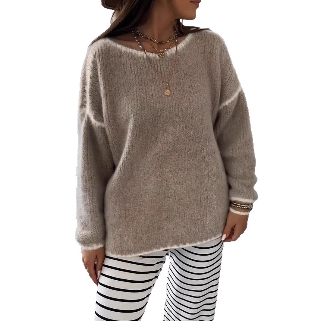 Damen Übergroßer Strickpullover mit luftigen Ärmeln R&B