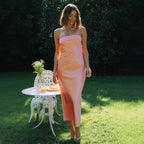 Damen Elegantes Maxikleid aus satinähnlichem Material R&B