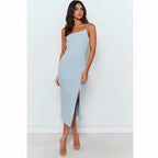 Damen Elegantes Midi-Kleid mit asymmetrischem Saum und Schlitz R&B