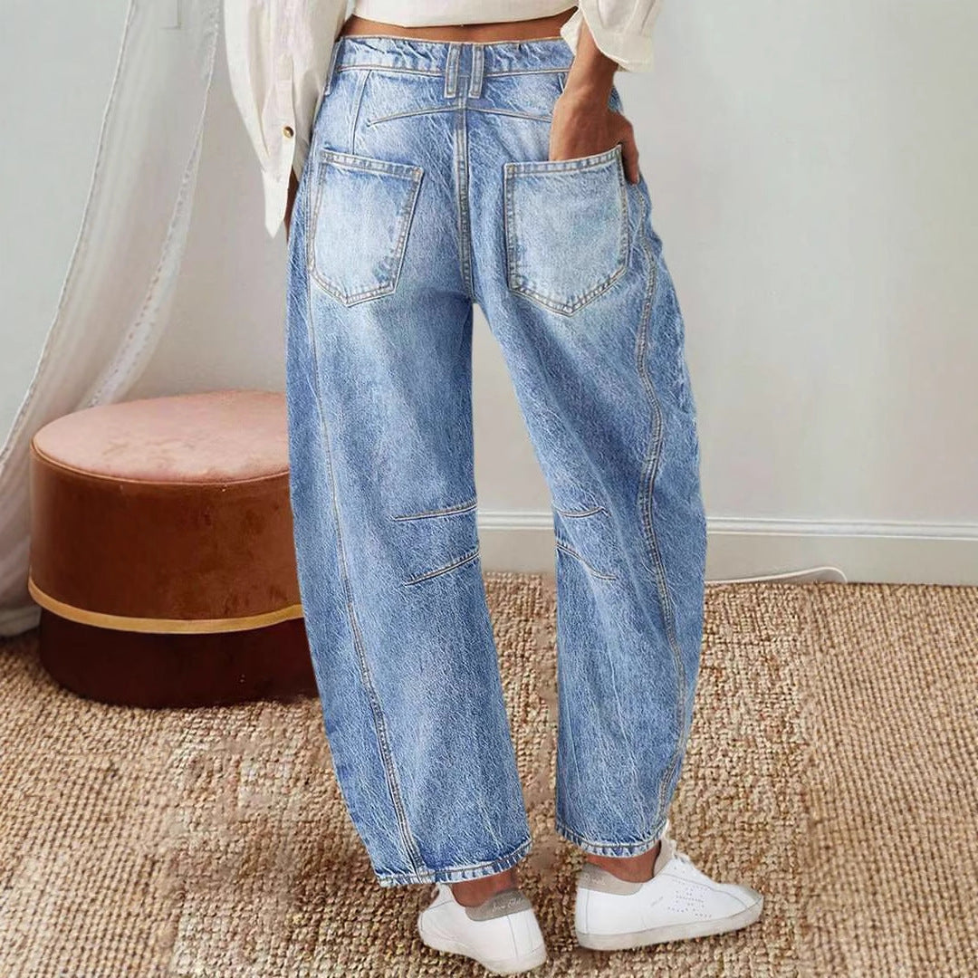 Damen Weite Jeans im lässigen Vintage-Stil mit hochwertigen Details R&B